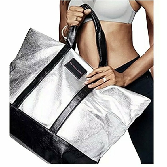 Victoria's Secret Handbags - VICTORIA'S SECRET WEEKENDER Tote Bag Black Silver